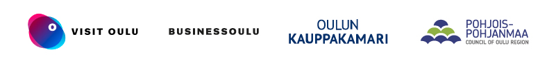 Visit Oulun, BusinessOulun, Oulun kauppakamarin ja Pohjois-Pohjanmaan liiton logot